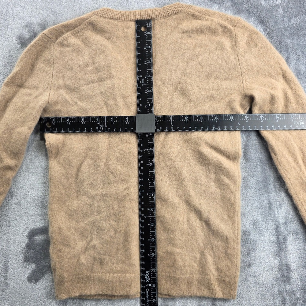 Nordstrom Sweater Womens XS Tan 100% Cashmere V-Neck Long Sleeve Knit Pullover - Picture 6 of 8